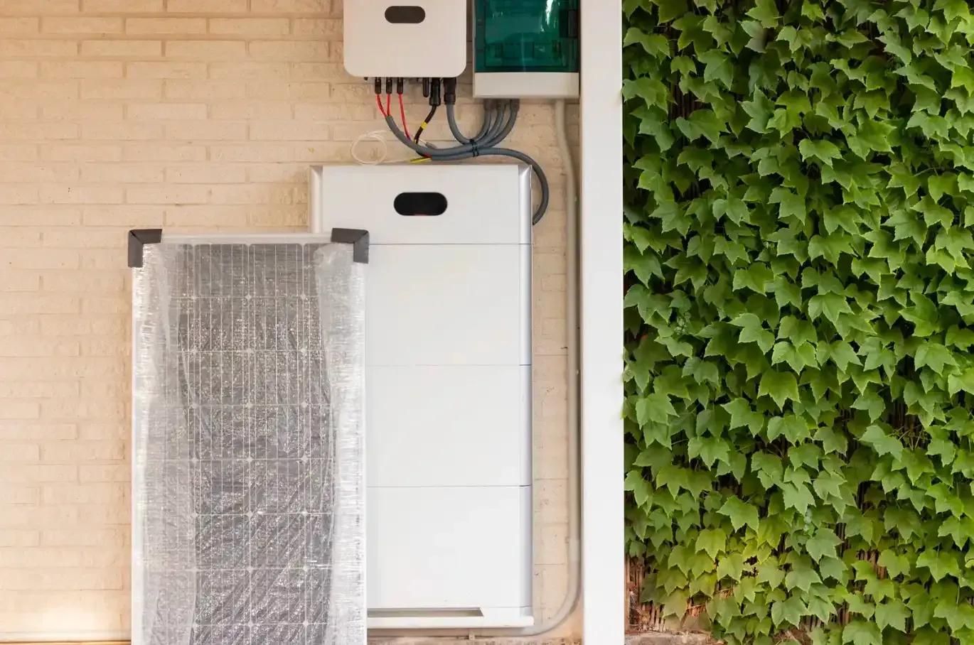 Stromspeicher und Inverter an einer Hauswa